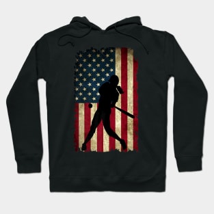 Girls Softballism USA Flag Softball Player Hoodie